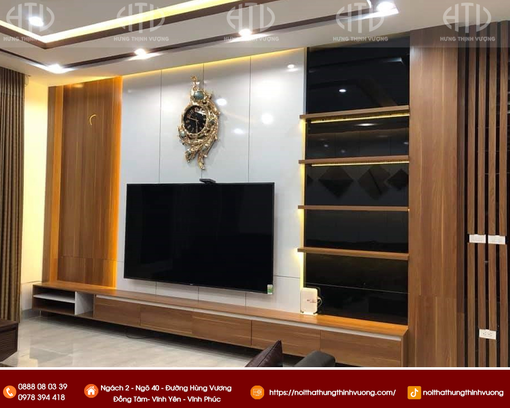 Tạ sao nên chọn nội thất Hưng Thịnh Vượng để thi công tấm vách ti vi? Quy tụ đội ngũ nhiều năm kinh nghiêm với nhiều máy móc hiện đại,thiêt bị tiên tiến.Nội thất Hưng Thịnh Vượng tự tin vào năng lực kĩ thuật của đơn vị,đi cùng đó là những chính sách được áp dụng chắc chắn khiến khách hàng thấy hài lòng. +Báo giá thi công giá cả cạnh tranh nhất thị trường Vĩnh Phúc. +Cam kiết thi công nha chóng, hoàn thành tiến độ. +Bảo hành chất lượng thi công 3 năm +Sẵn sàng tư vấn và hỗ trợ khảo sát tận nơi hoàn toàn miễn phí. Qúy khách quan tâm đến dịch vụ thi công tấm ốp PVC chống ẩm mốc,thi công mục nào xin vui lòng liên hệ nội thất Hưng Thịnh Vượng để được báo giá chi tiết và tốt nhất. Thông tin liên hệ nội thất Hưng Thịnh Vượng Mọi yêu cầu liên quan đến tư vấn kĩ thuật thi công tấm ốp vân đá hay vách ti vi phòng khách.Qúy khách vui lòng liên hệ trực tiếp: Nội thất Hưng Thịnh Vượng – Thiết kế & Thi công trọn gói nội thất 👉 Showroom :Ngách 2 – ngõ 40 – đường Hùng Vương – đồng tâm- Vĩnh Yên 👉 Hotline: 0888080339 👉 Website:https://noithathungthinhvuong.com/ 👉 Tiktok: https://www.tiktok.com/@noithathungthinhvuong