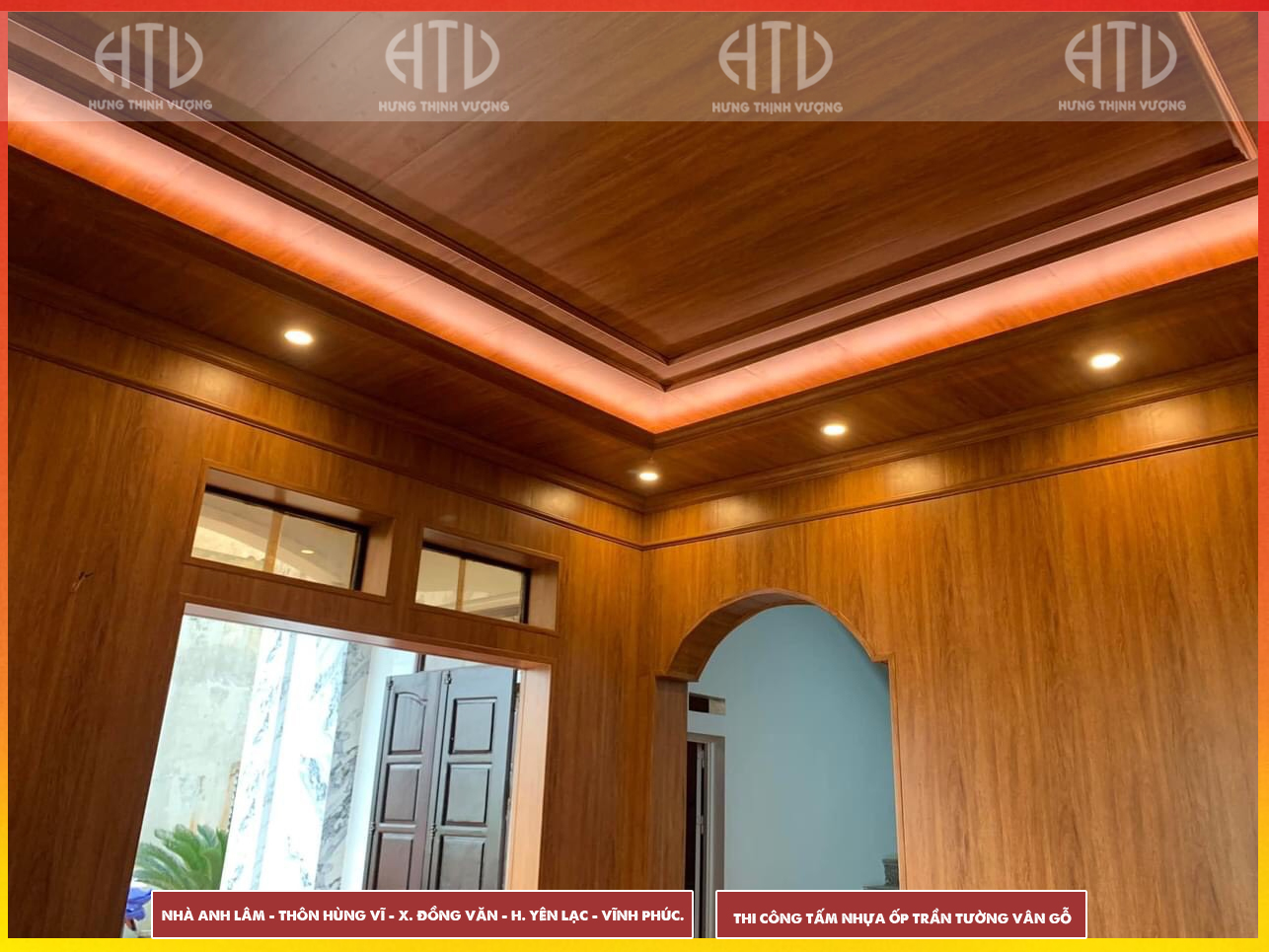 THI CÔNG TẤM NHỰA ỐP TRẦN TƯỜNG VÂN GỖ TẠI NHÀ ANH LÂM