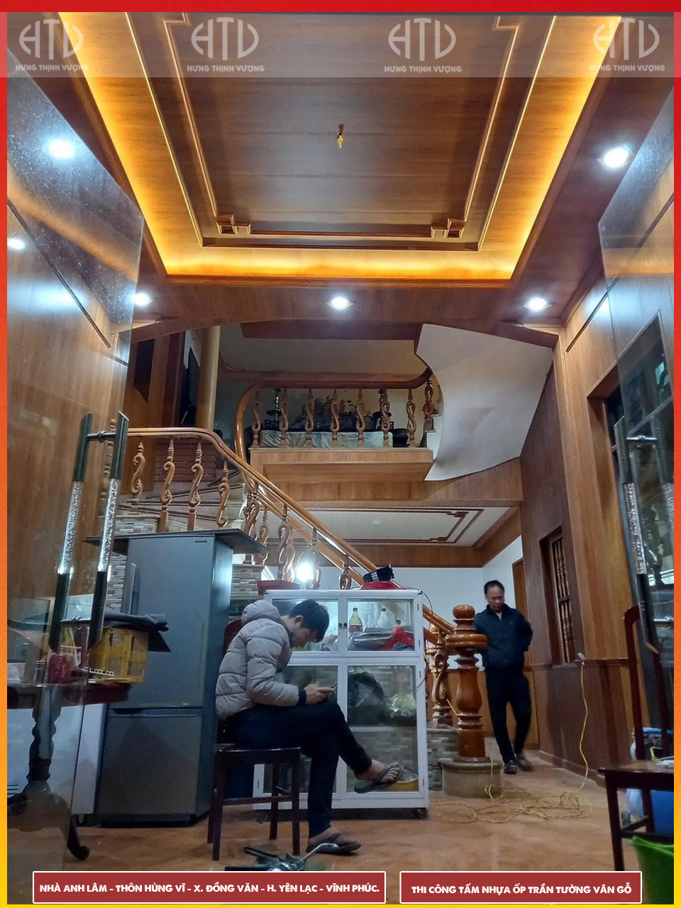 THI CÔNG TẤM NHỰA ỐP TRẦN TƯỜNG VÂN GỖ TẠI NHÀ ANH LÂM