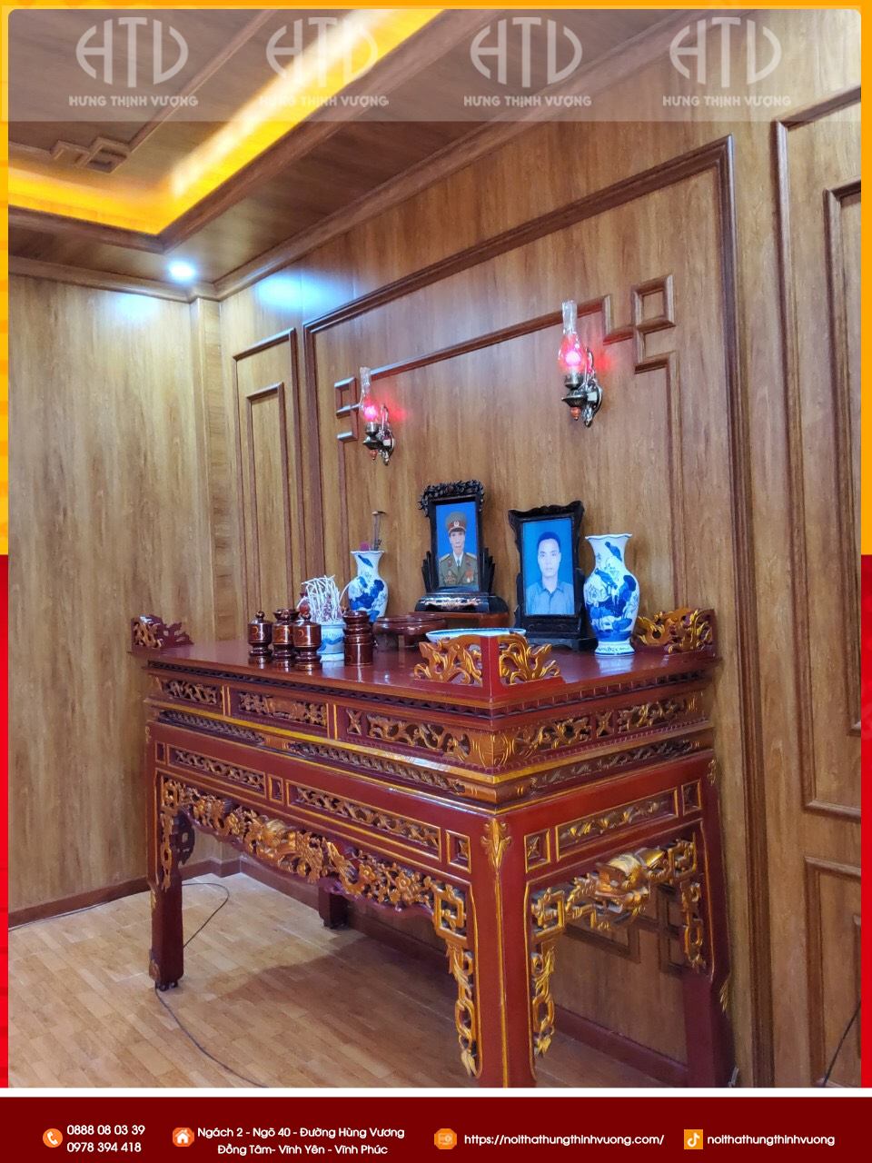 Thiết kế thi công phòng thờ đẹp tại Vĩnh Yên Vĩnh Phúc