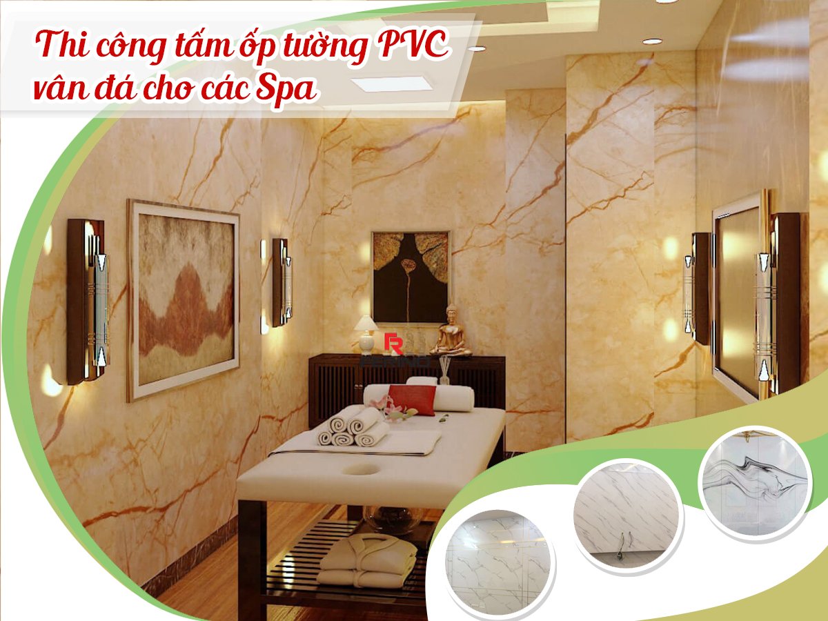 THI CÔNG TẤM ỐP TƯỜNG PVC VÂN ĐÁ CHO CÁC SPA