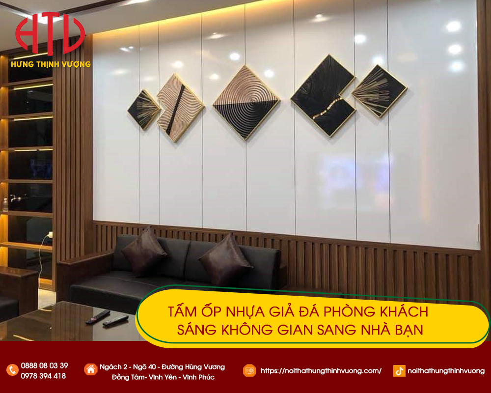 TẤM ỐP NHỰA GIẢ ĐÁ PHÒNG KHÁCH – SÁNG KHÔNG GIAN SANG NHÀ BẠN