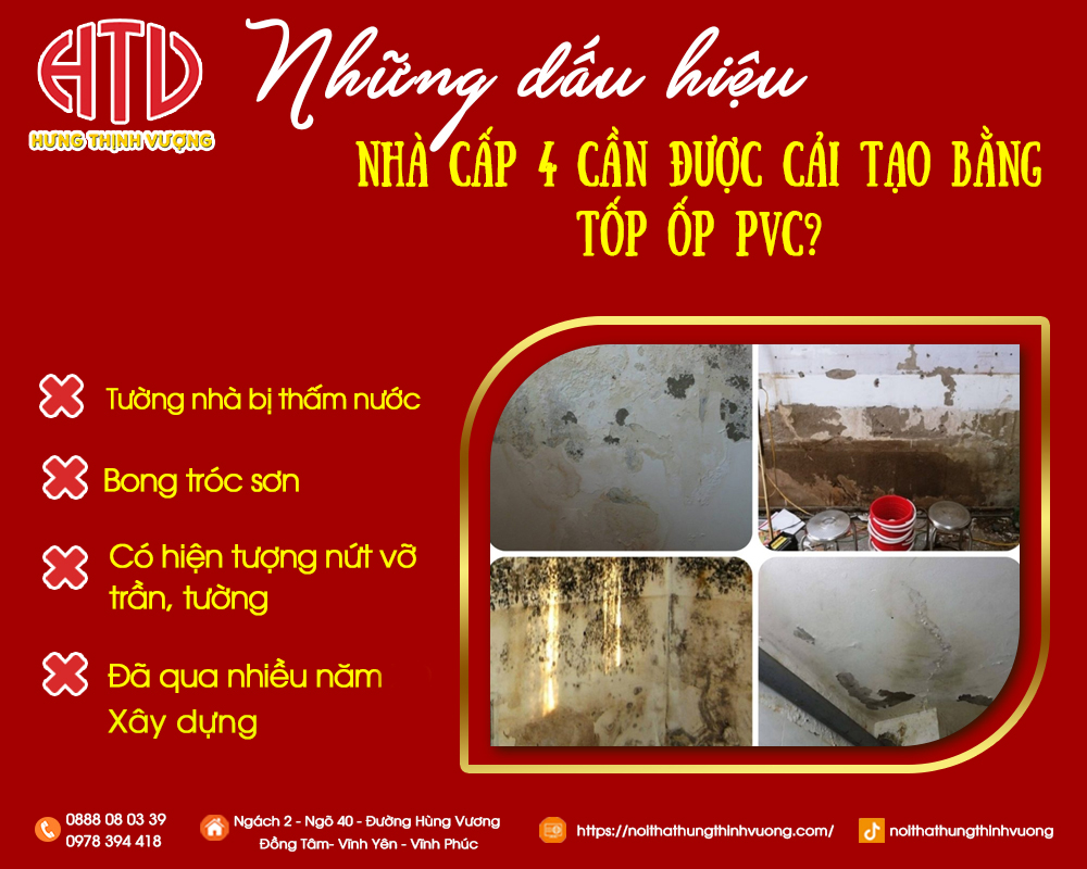 NHỮNG DẤU HIỆU NHÀ CẤP 4 CẦN ĐƯỢC CẢI TẠO BẰNG TỐP ỐP PVC?
