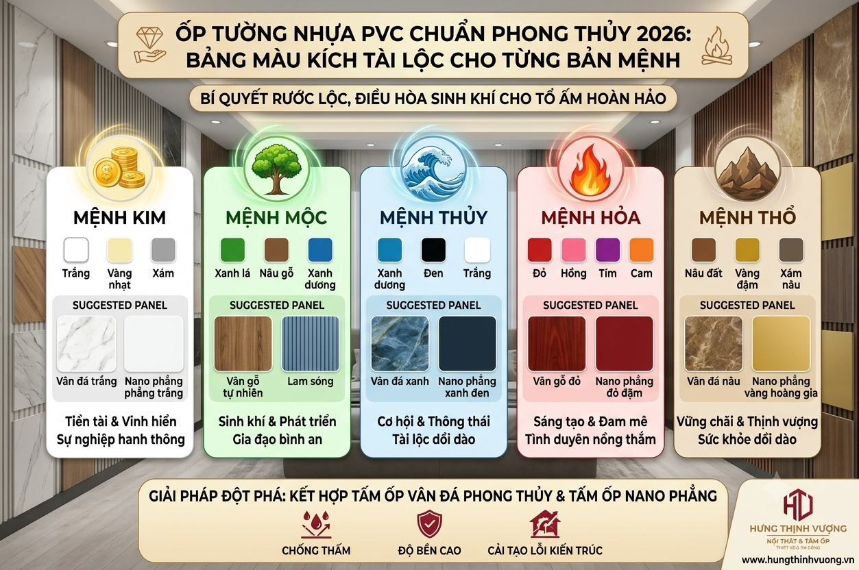 không gian nội thất phòng khách sử dụng tấm ốp tường nhựa vân đá phong thủy tone màu vàng hoàng kim kết hợp vân đá mactan nâu ấm sang trọng cho gia chủ mệnh Thổ.