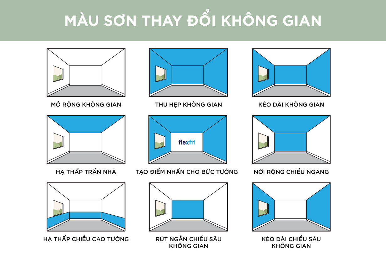 Mẹo phối màu sắc và vị trí ốp tường nhựa giúp tạo hiệu ứng hack không gian phòng nhỏ hẹp.