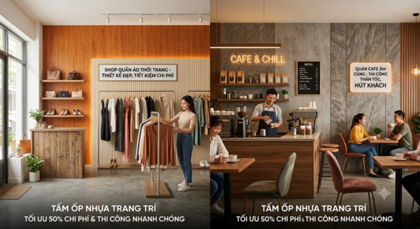 Bí quyết setup shop quần áo và quán cafe hút khách bằng tấm ốp nhựa trang trí tối ưu chi phí và thi công nhanh