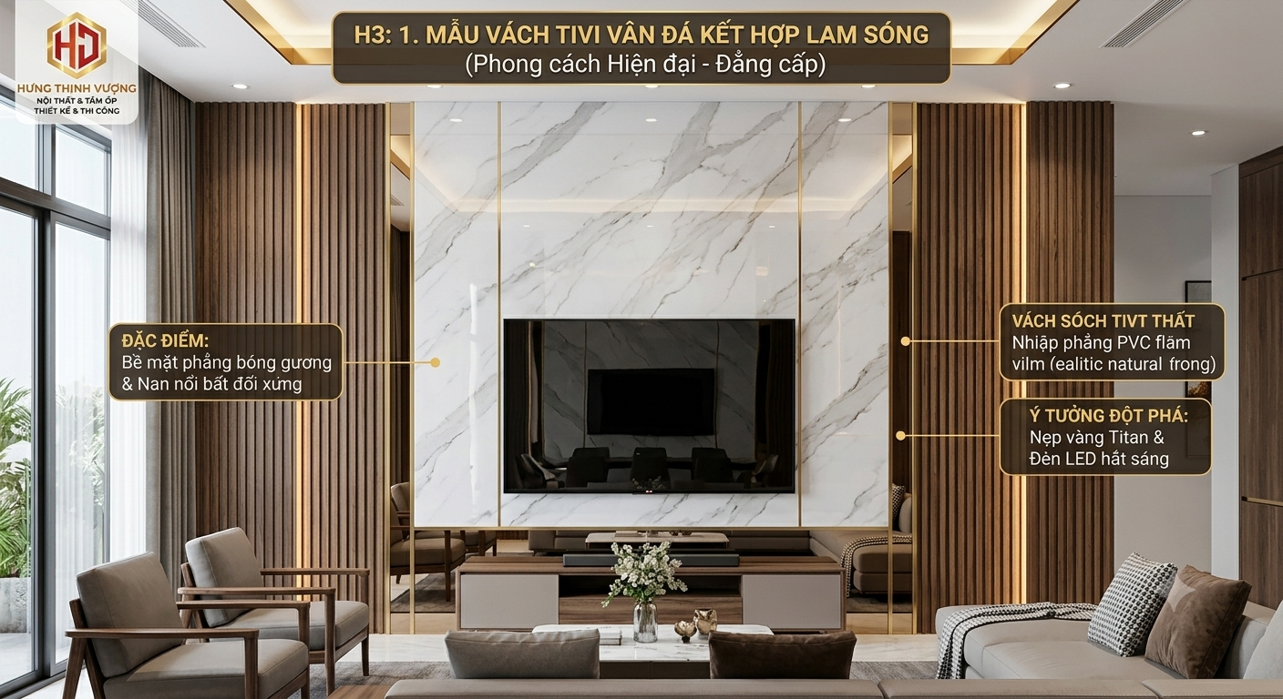 Vách Tivi Lam Sóng Vân Đá Hiện Đại – Nội Thất Hưng Thịnh Vượng