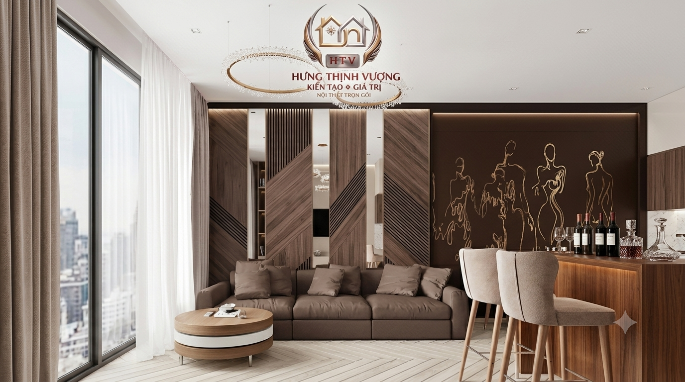 Cải tạo phòng khách ấm cúng, không gian kết nối gia đình bằng tấm ốp tường Nano tại Vĩnh Phúc