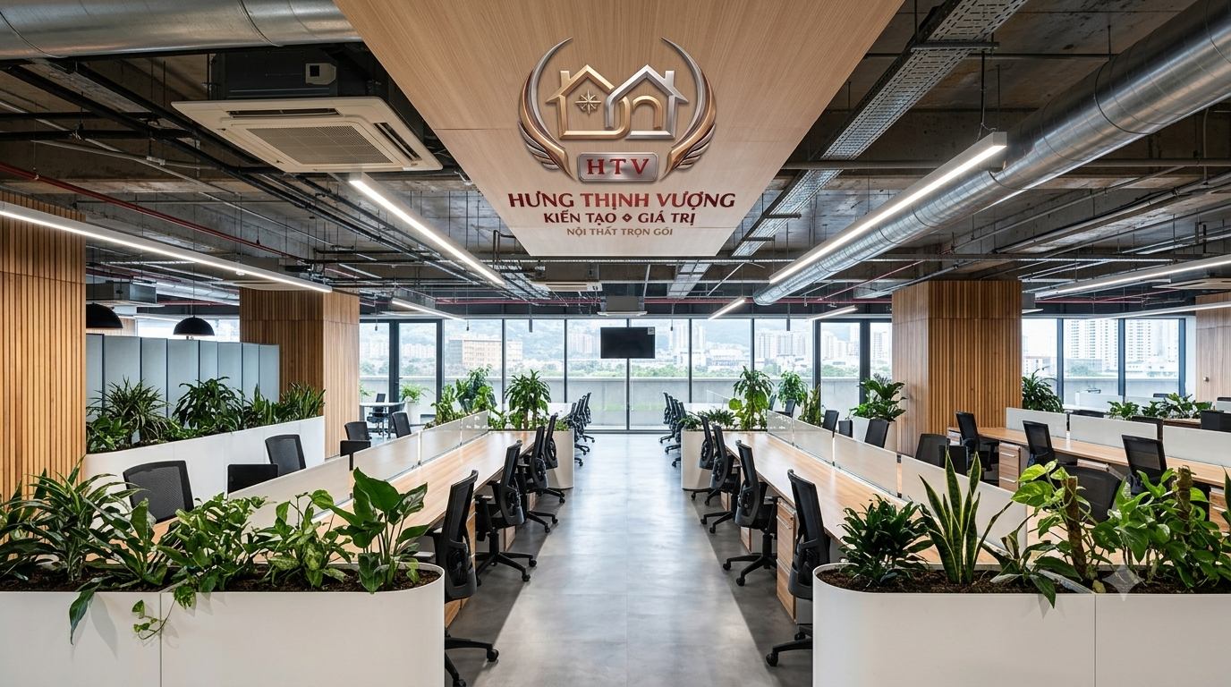 Thiết kế văn phòng chuyên nghiệp, sang trọng bằng tấm ốp tường Nano của Nội Thất Hưng Thịnh Vượng