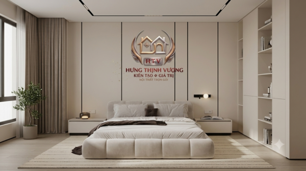 Thiết kế phòng ngủ Master đẳng cấp 5 sao bằng tấm ốp tường lam sóng và Nano tại Vĩnh Phúc - Hưng Thịnh Vượng