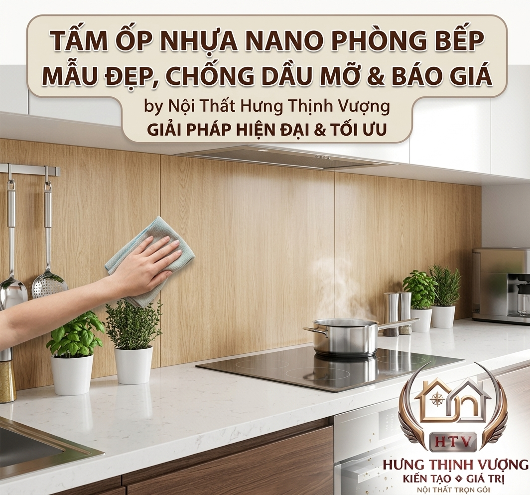 Mẫu tấm ốp nhựa nano phòng bếp đẹp chống bám dầu mỡ sạch sẽ