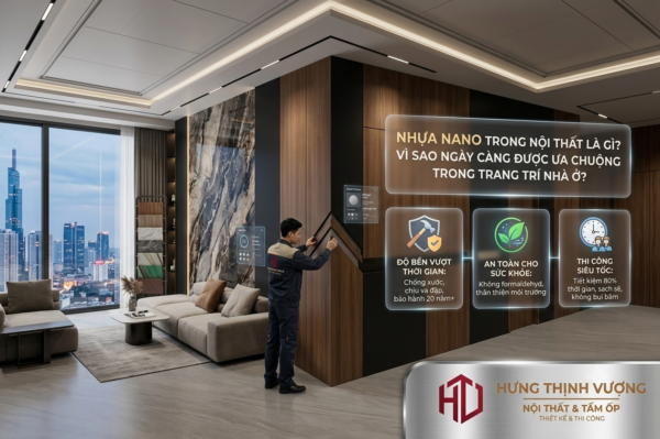 Thi công ốp tấm nhựa Nano nội thất sang trọng bền đẹp tại Vĩnh Phúc.