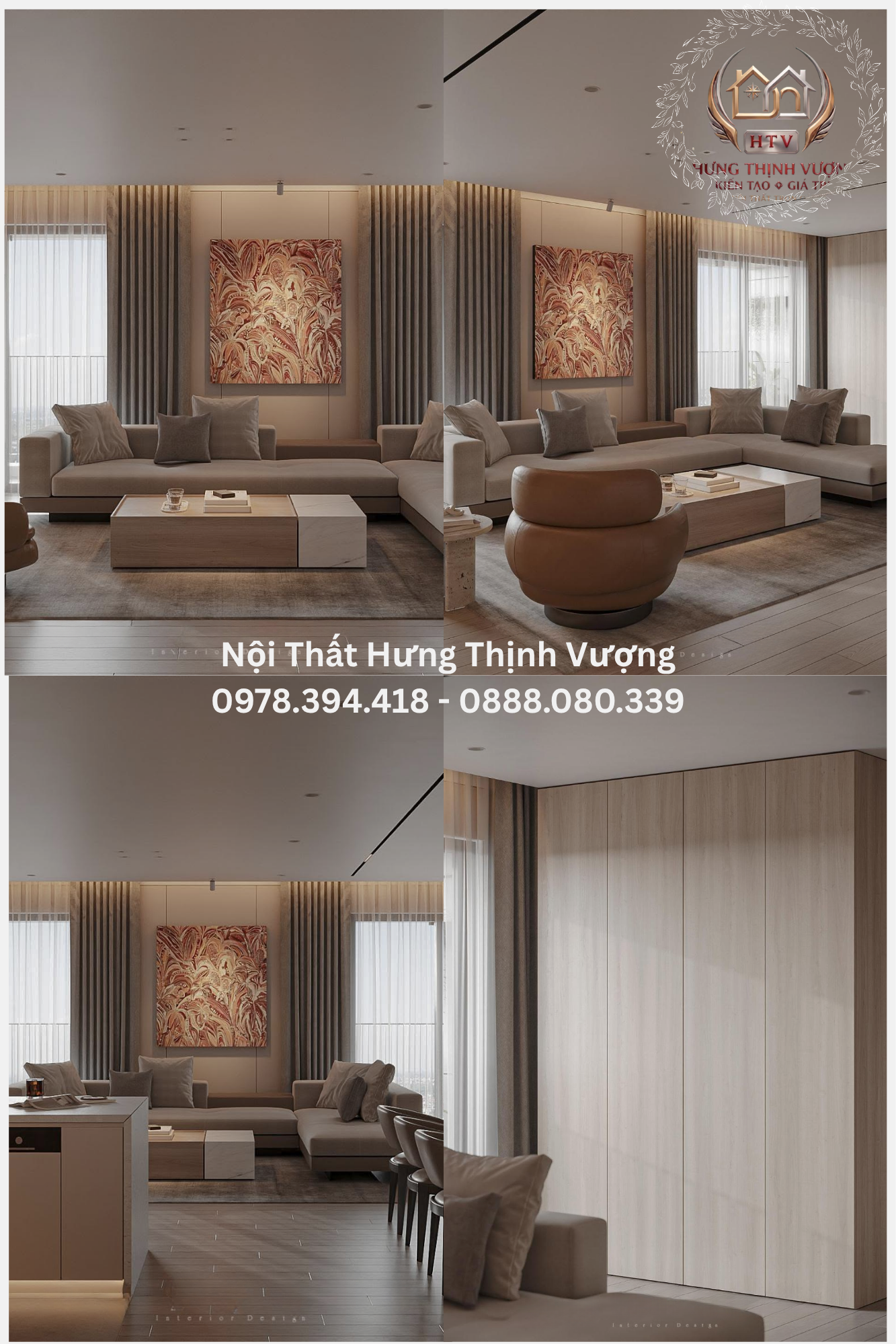 Tấm ốp PVC vân đá cẩm thạch tráng gương bóng bẩy làm vách tivi phòng khách do Nội Thất Hưng Thịnh Vượng thi công