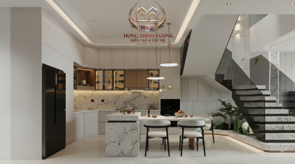 Cải tạo lại phòng bếp đẹp hiện đại ấm cúng xu hướng 2026 Hưng Thịnh Vượng