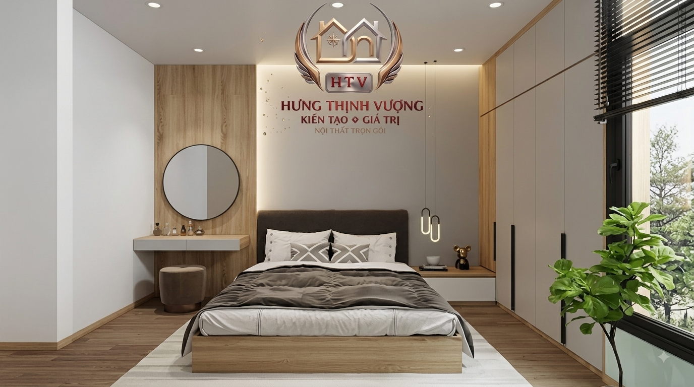 Tổng thể không gian phòng ngủ hiện đại đẹp sang trọng xu hướng 2026 Hưng Thịnh Vượng