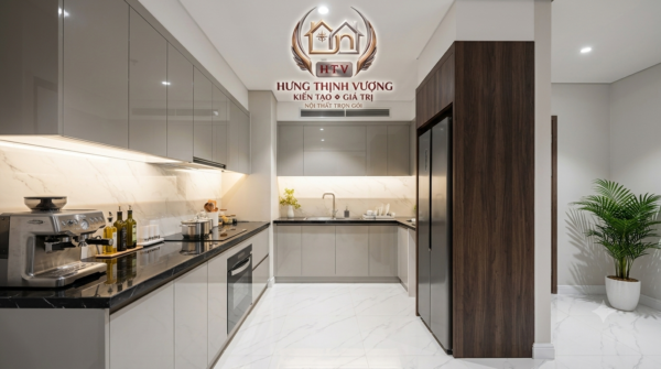 Thiết kế tủ bếp thông minh tối giản giải phóng sức lao động xu hướng 2026
