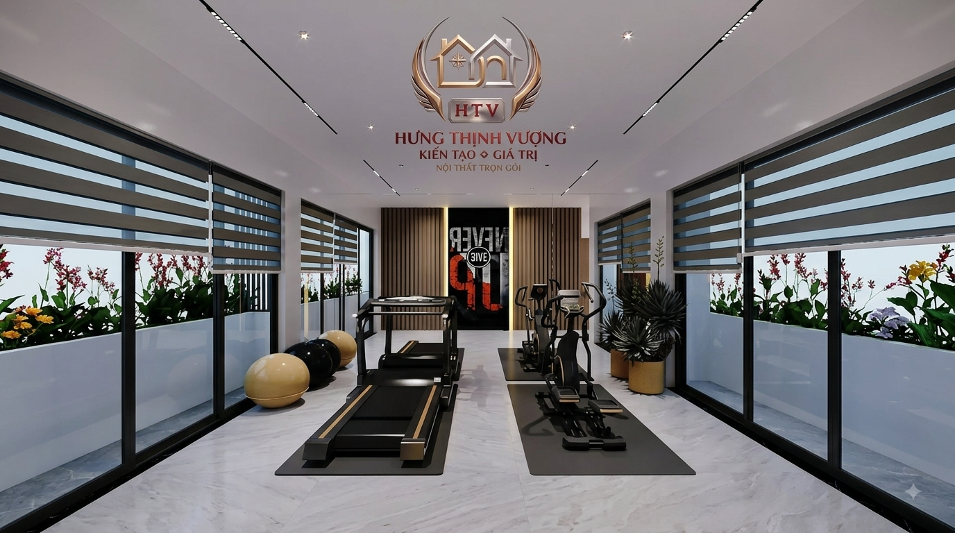Vách tường trang trí phòng tập gym tại nhà cách âm bằng tấm ốp nhựa Nano