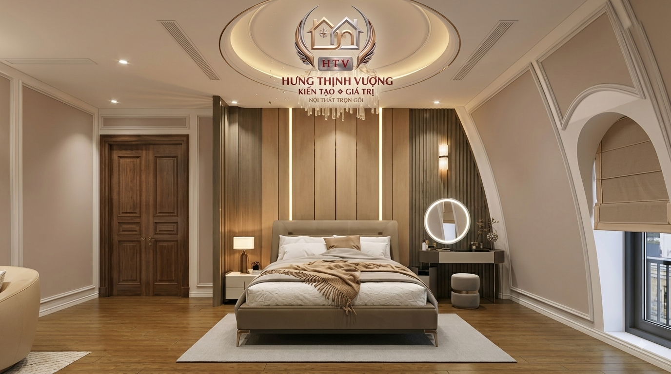 Mảng tường hoàn thiện đẹp sang trọng sau khi xử lý ẩm mốc bong tróc bằng tấm ốp Nano